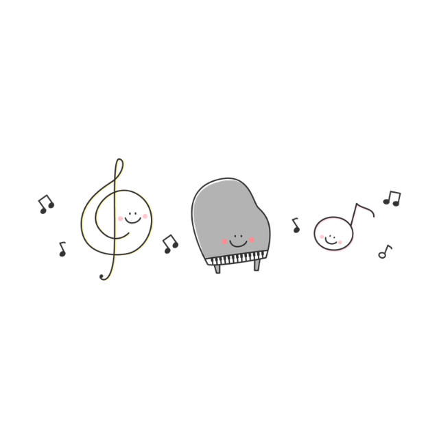 ト音記号を描いたシンプルな音楽イラスト。音楽レッスンや知育の説明に使われるデザイン。