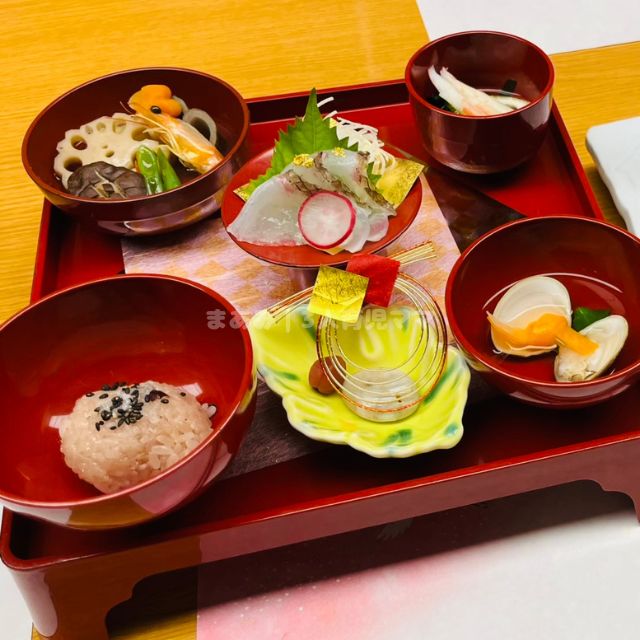 木曽路のお食い初めの一汁三菜の写真