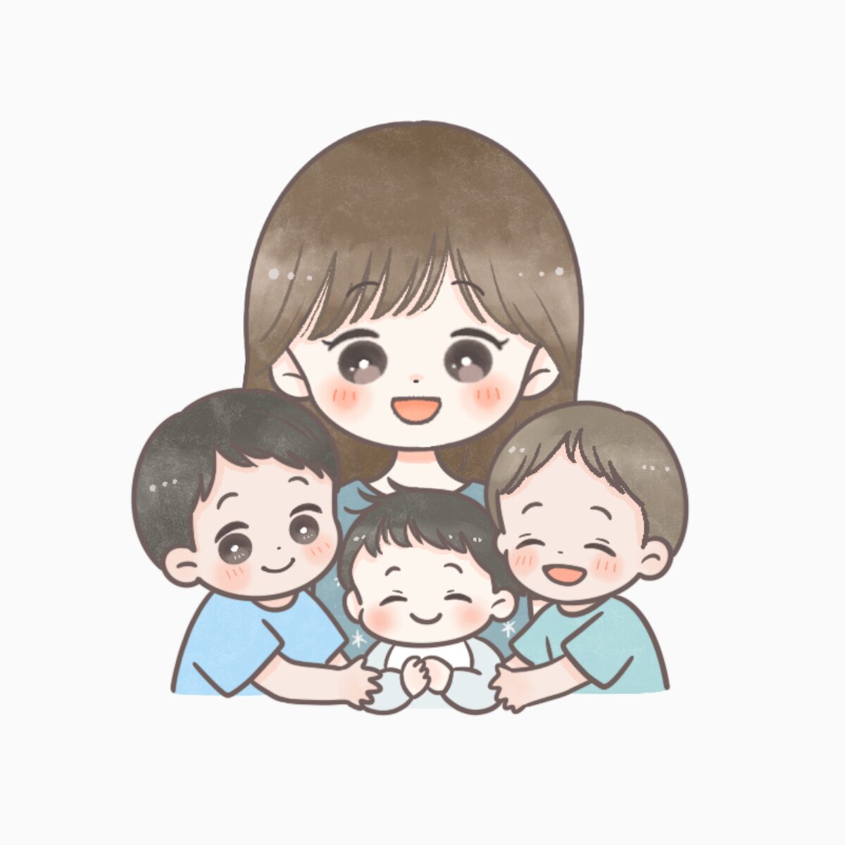 ブログ運営者のまあみと3人の子どもが写っているプロフィール画像