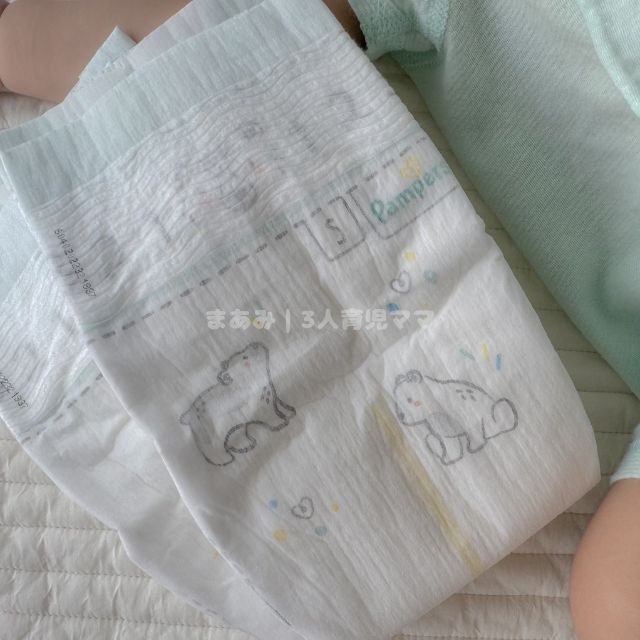 新生児サイズを使い切った後に使用したSサイズのおむつの写真